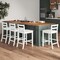 Wooden Bar Stools Set of 2 with Ergonomic Backrest and Footrest-White
